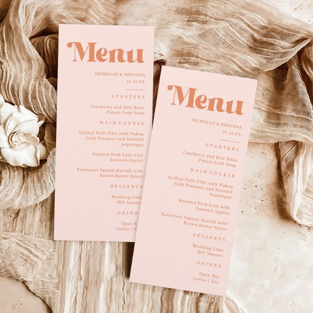 Retro Peach and Cream Wedding Menu (Creator Uploaded)