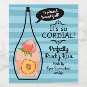 Retro peach cordial homemade wine vinegar label
