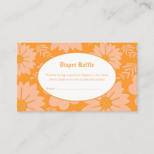 Retro Peach Fuzz Orange Colour Flower Pattern Enclosure Card