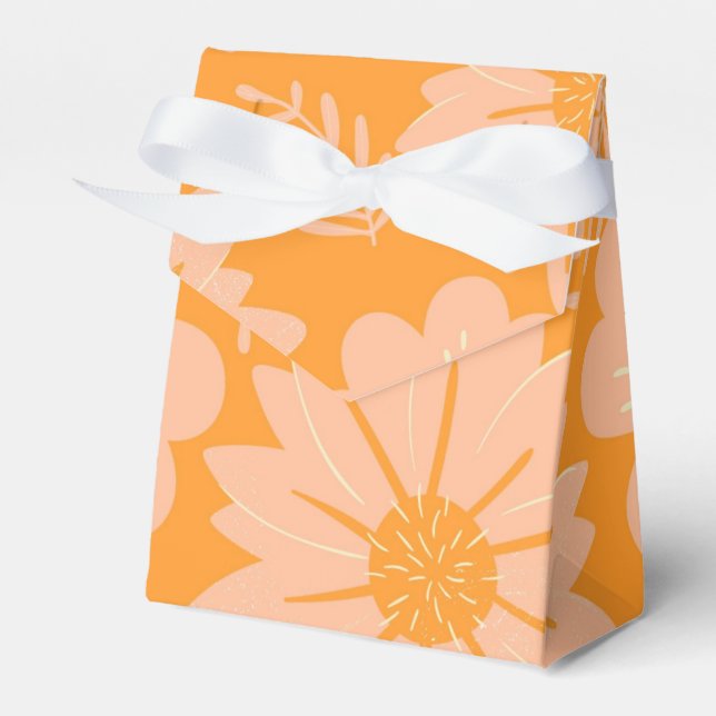 Retro Peach Fuzz Orange Colour Flower Pattern Favour Box (Front Side)