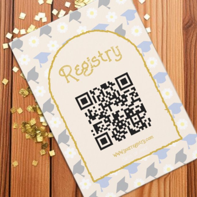 Retro Peach Graduation Registry Enclosure Card (Creator Uploaded)