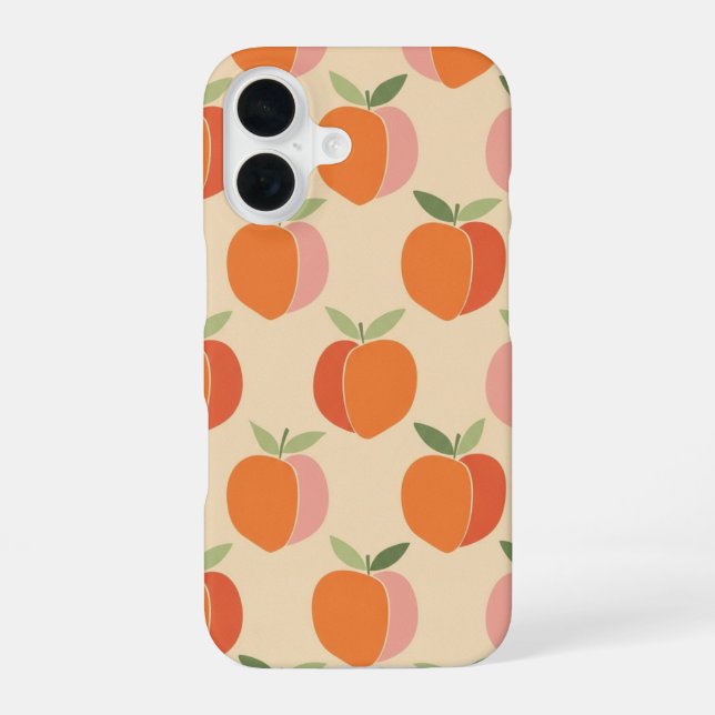 Retro Peach Motif with Grainy Texture iPhone 16 Case (Back)