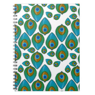 Retro Peacock Pattern Notebook