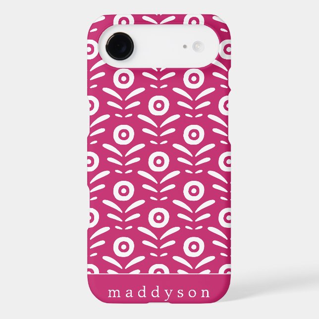 Retro Peacock Pink Floral Pattern Personalised Case-Mate iPhone Case (Back)