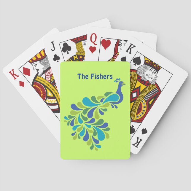 Retro Peacock Playing Cards (Back)