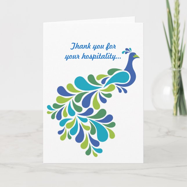Retro Peacock Thank You Card (Front)