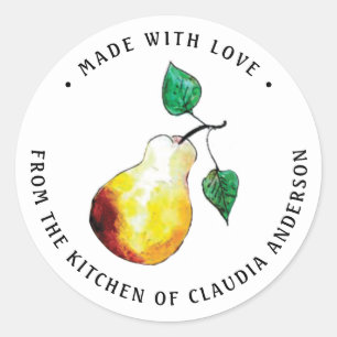 Retro Pear Packaging Hand-Illustrated Kitchen Gift Classic Round Sticker