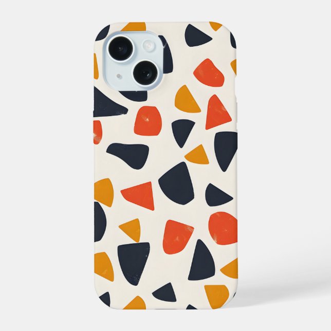 Retro Pebble Mosaic iPhone 15 Case (Back)