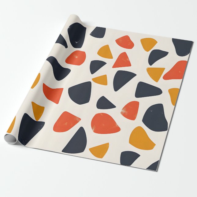 Retro Pebble Mosaic Wrapping Paper (Unrolled)