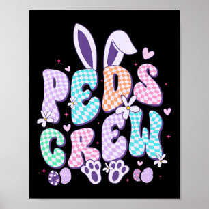 Retro Peds Crew Bunny Easter Day Paediatrics Nurse Poster