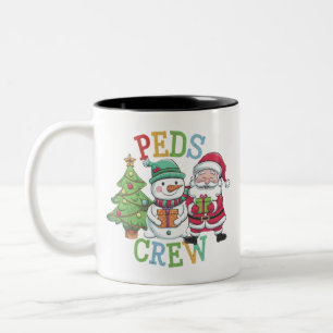 Retro Peds Crew Christmas Paediatrics Nurse Nursin Two-Tone Coffee Mug
