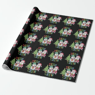 Retro Peds Crew Christmas Paediatrics Nurse Nursin Wrapping Paper