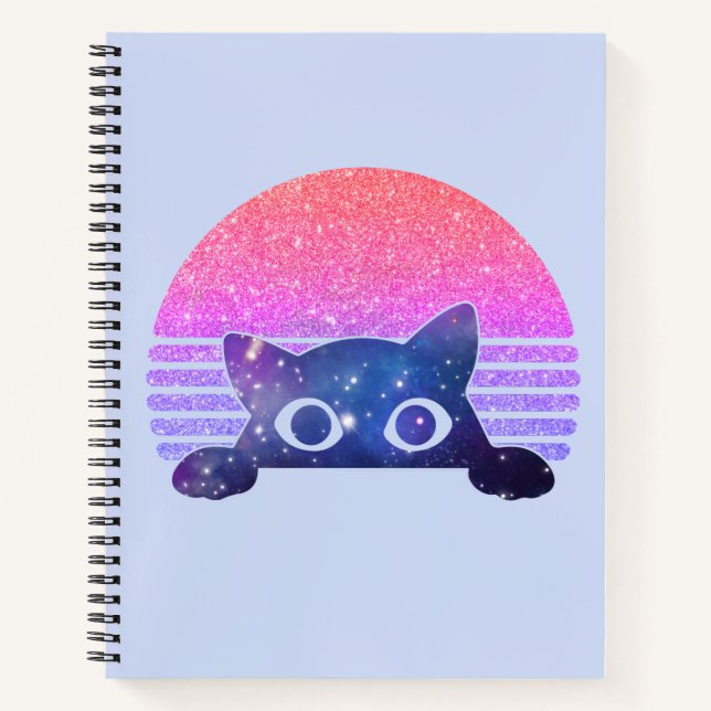 Retro Peeking Cute Cat Notebook (Front)