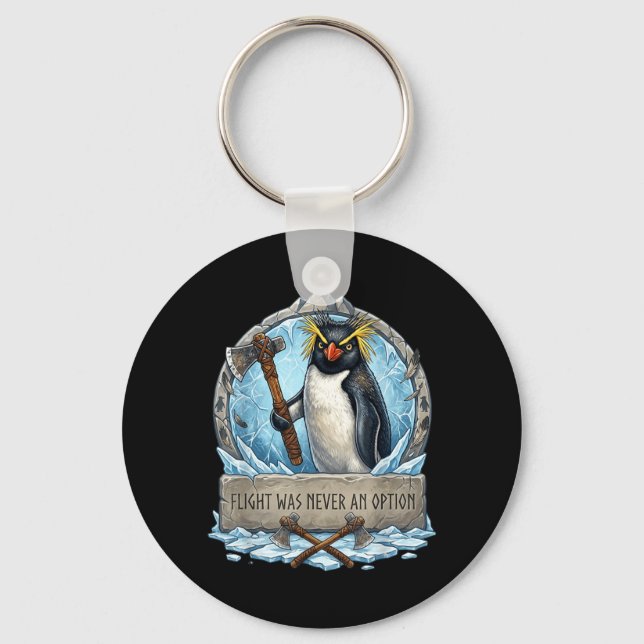 Retro Penguin Knife Meme Flight Never Option Humou Key Ring (Front)