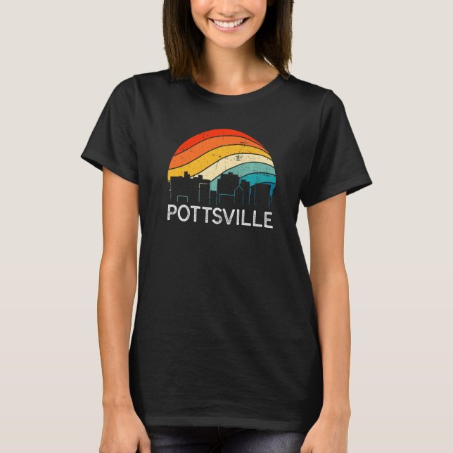 Retro Pennsylvania Pottsville Skyline Vintage Urba T-Shirt (Front)