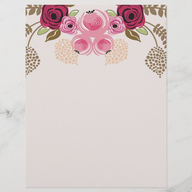 Retro peonies Letterhead (Front)
