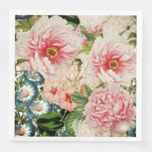 Retro Peony Flower Spring Floral Pattern Napkin