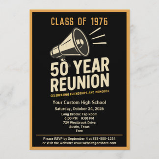 Retro Pep Rally Style 50 Year Class Reunion Invitation