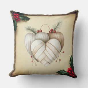 Retro Peppermint Swirl Christmas Throw Pillow