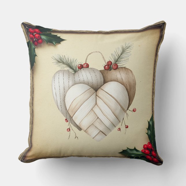 Retro Peppermint Swirl Christmas Throw Pillow (Front)
