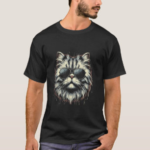Retro Persian Cat Wearing Glasses Design for Cat L T-Shirt