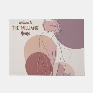 Retro Persian House Cat Mum Dad Home Welcome Mat