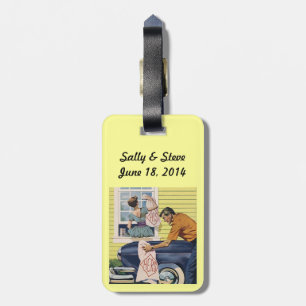 Retro Personalise His Hers Couple Gift Luggage Tag