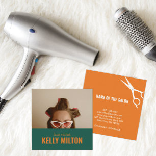Retro Personalise Photo Hairdresser Barber Salon Square Business Card