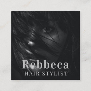 Retro Personalise Photo Hairdresser Square Business Card