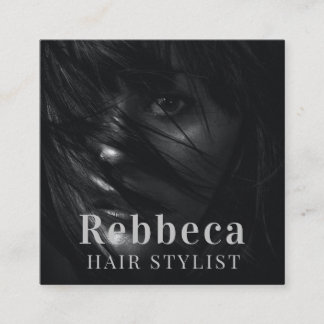 Retro Personalise Photo Hairdresser Square Business Card