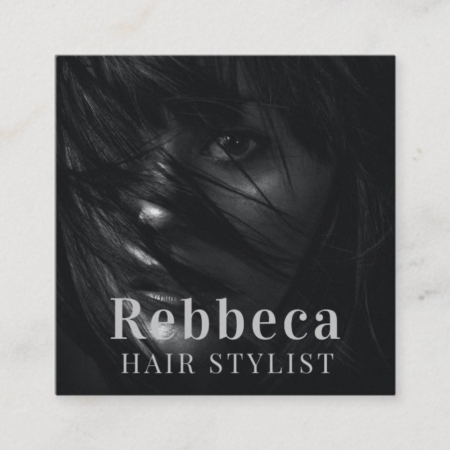 Retro Personalise Photo Hairdresser Square Business Card (Front)