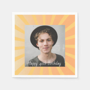 Retro Personalised 40th Birthday Photo Napkin