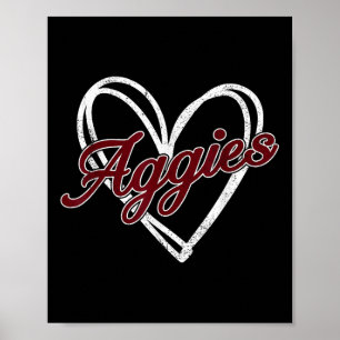Retro Personalised Aggies-heart Men Women Kid _2 Poster