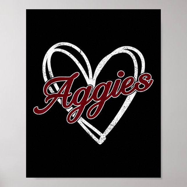 Retro Personalised Aggies-heart Men Women Kid _2  Poster (Front)