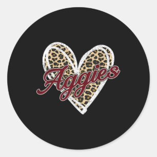 Retro Personalised Aggies-heart Men Women Kid  Classic Round Sticker