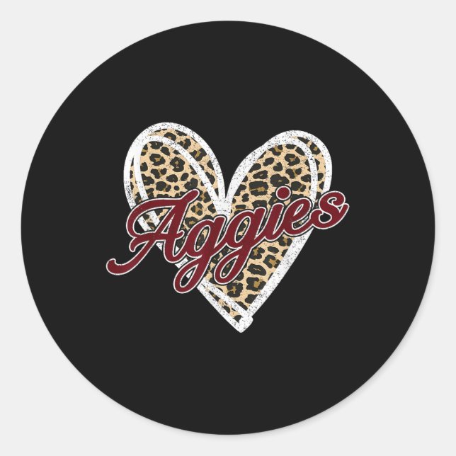 Retro Personalised Aggies-heart Men Women Kid  Classic Round Sticker (Front)