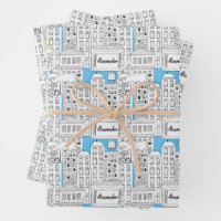 Retro Personalised City Buildings Cute Hand-Drawn