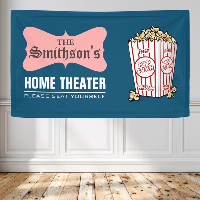 Retro Personalised Family Name Home Theatre Banner (Creator Uploaded)