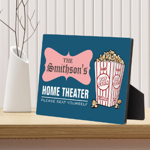 Retro Personalised Family Name Home Theatre Plaque
