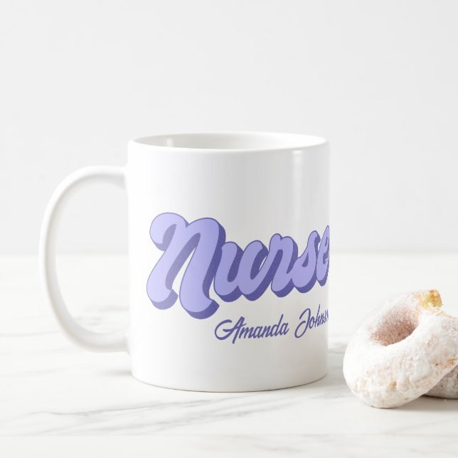 Retro Personalised Nurse Mug (With Donut)