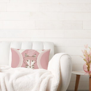 Retro Personalised Peach and Brown Fox Pillow
