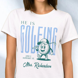 Retro Personalised Script Mrs Blue Funny Golf Wife T-Shirt