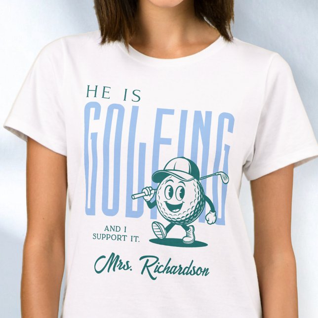 Retro Personalised Script Mrs Blue Funny Golf Wife T-Shirt (Retro Personalized Script Mrs Blue Funny Golf Wife T-Shirt)
