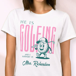 Retro Personalised Script Mrs Pink Funny Golf Wife T-Shirt