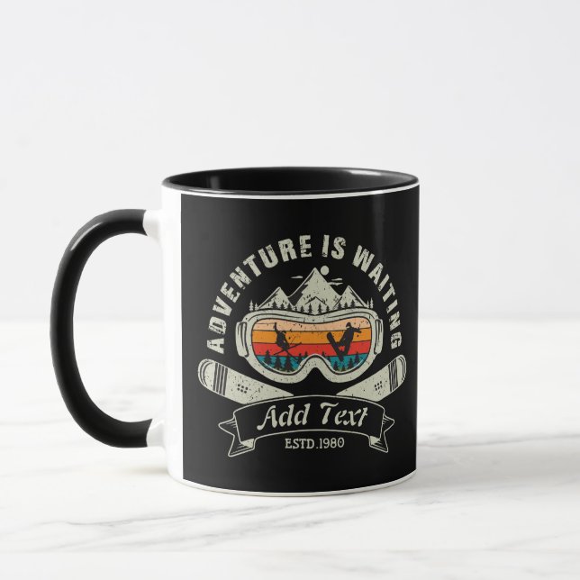 Retro Personalised Ski Adventure Mug (Left)