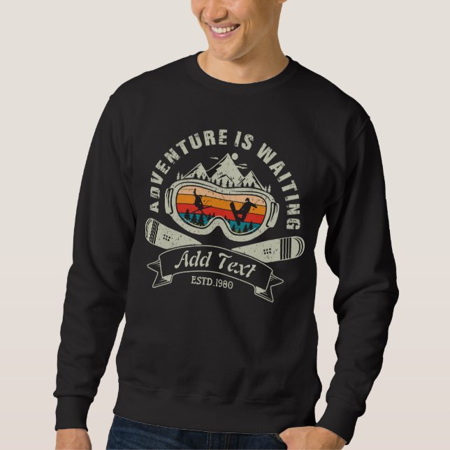 Retro Personalised Ski Adventure Sweatshirt (Front)