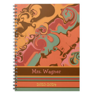 Retro Personalised Teacher Cheerful Pretty Modern  Notebook