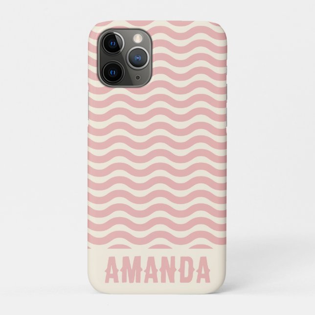 Retro Personalized Abstract Wavy Lines Pink  Case-Mate iPhone Case (Back)