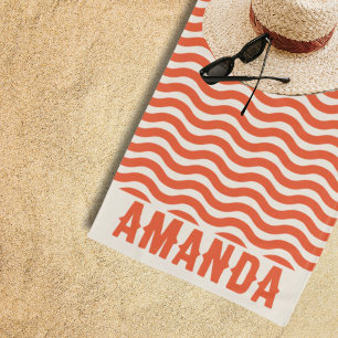 Retro Personalized matching summer vacation  Beach Towel
