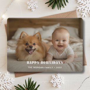 Retro Pet Happy Howlidays Dog Photo Christmas Holiday Card